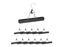 Conjunto 12 Cabides De Madeira Para Calças Pretos