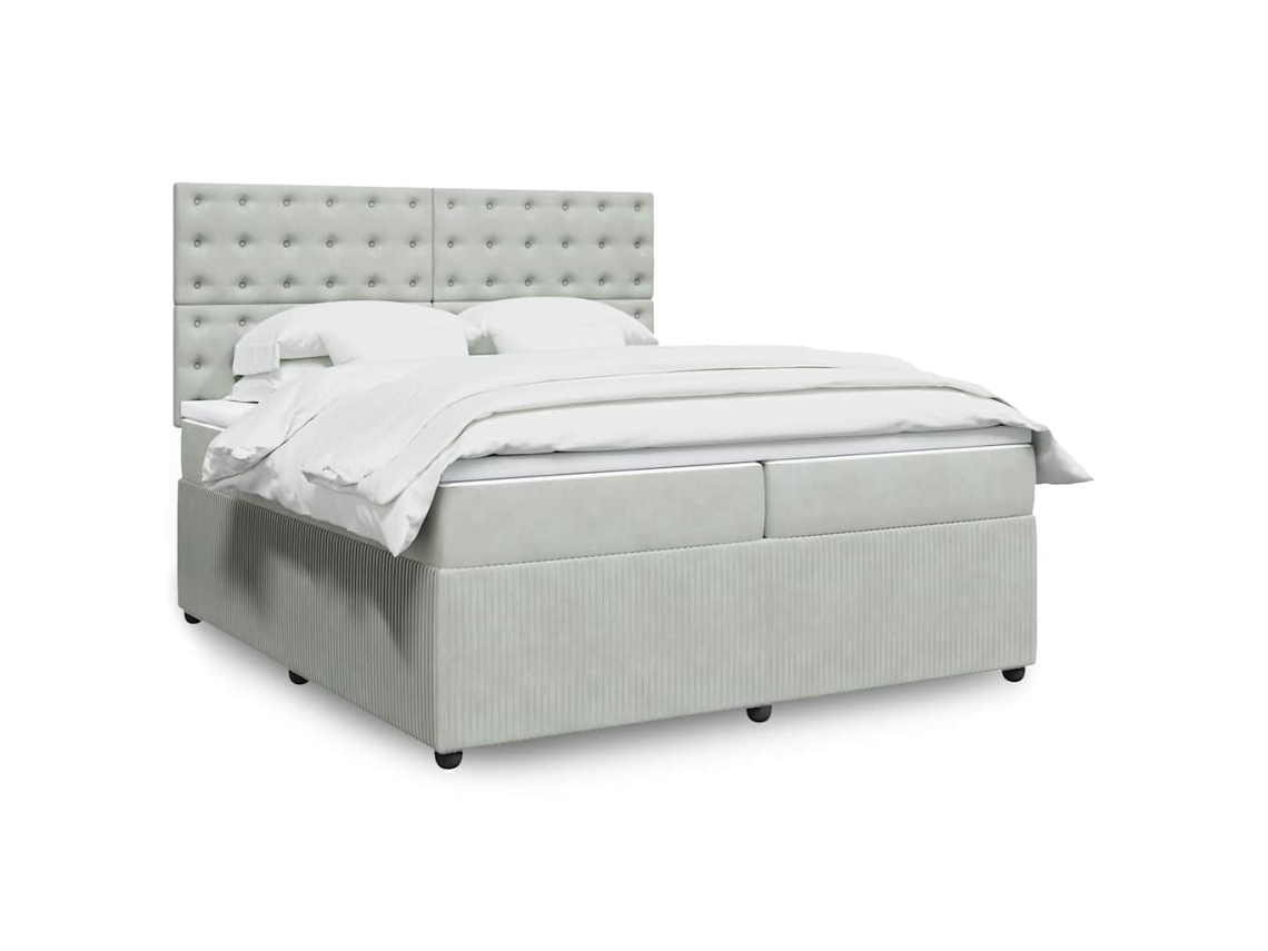 Vidaxl Cama Com Molas/colchão 200x200 Cm Veludo Cinzento-claro