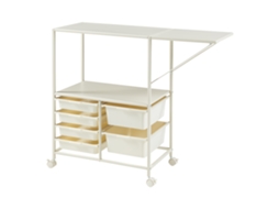 Carrinho de Serviço Sørfold com Prateleira Rebatível em Aço 100X37X85Cm Branco [EN.CASA]