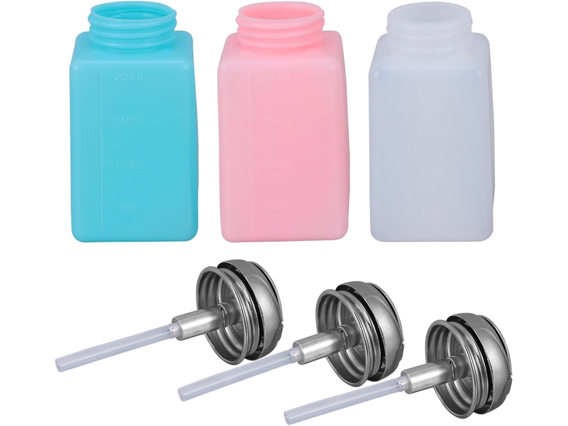 Conjunto De 3 Frascos Removedores De Esmalte, Com Bomba Dosadora, Em