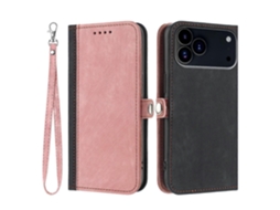 Capa De Couro Sintético Com Alça Para Iphone 17 Pro, Suporte Lateral, Design Com Botão Magnético