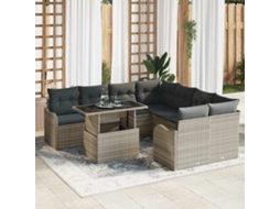 Vidaxl Conjunto De Sofá De Jardim 9 Unid. Cinzento-claro Vime Pe