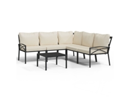 Conjunto de 6 Lounge de Jardim Aço C/ Almofadões Areia MAISON EXCLUSIVE (6 pcs)