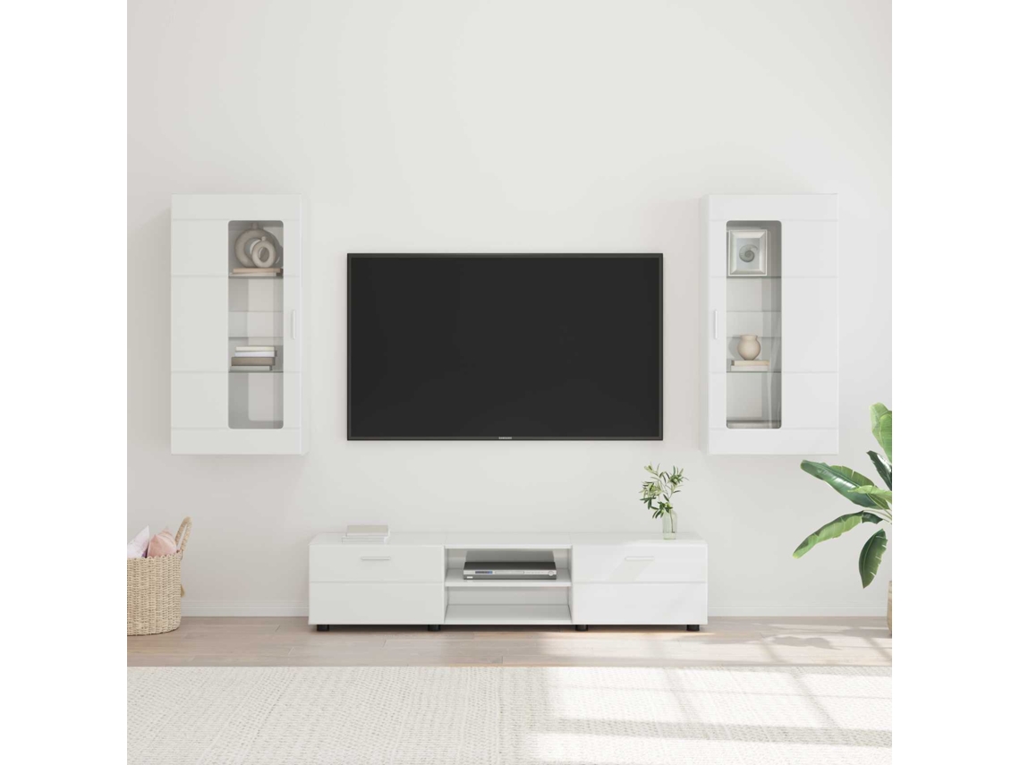 Vidaxl Conjunto De Móvel De Tv Florin 3 Unid. Branco Brilhante