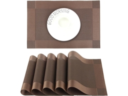 Juego De Posavasos De Pvc - 45 X 30 Cm - 6 Uds. - Marrón