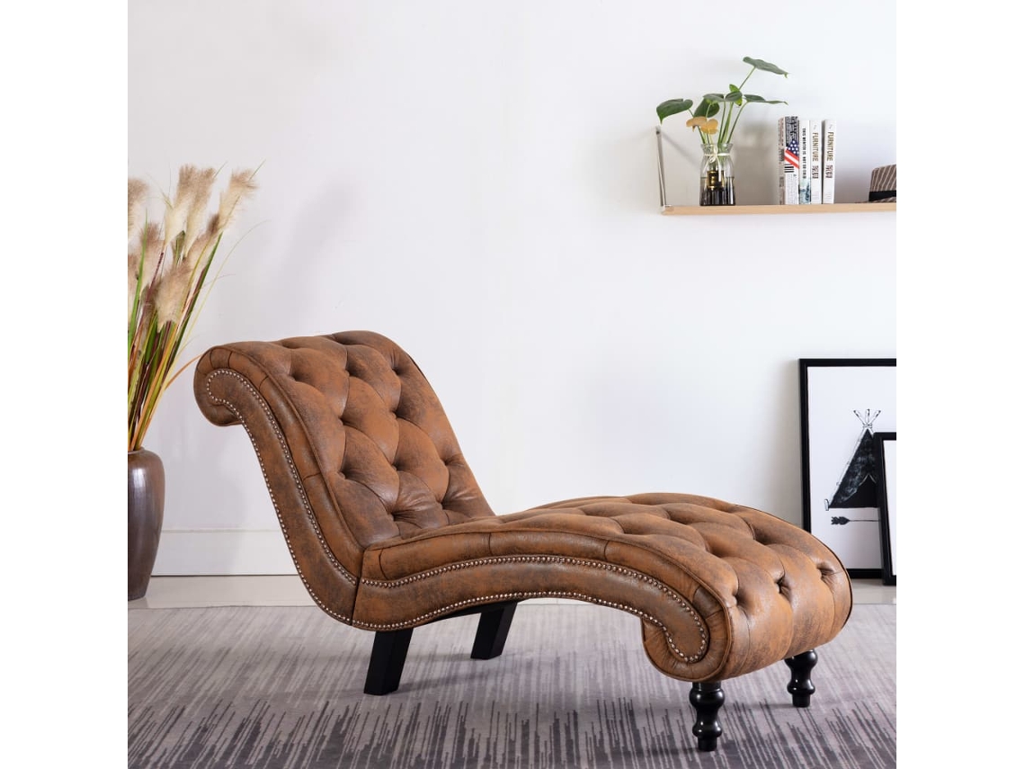 Vidaxl Chaise Longue Camurça Artificial Castanho