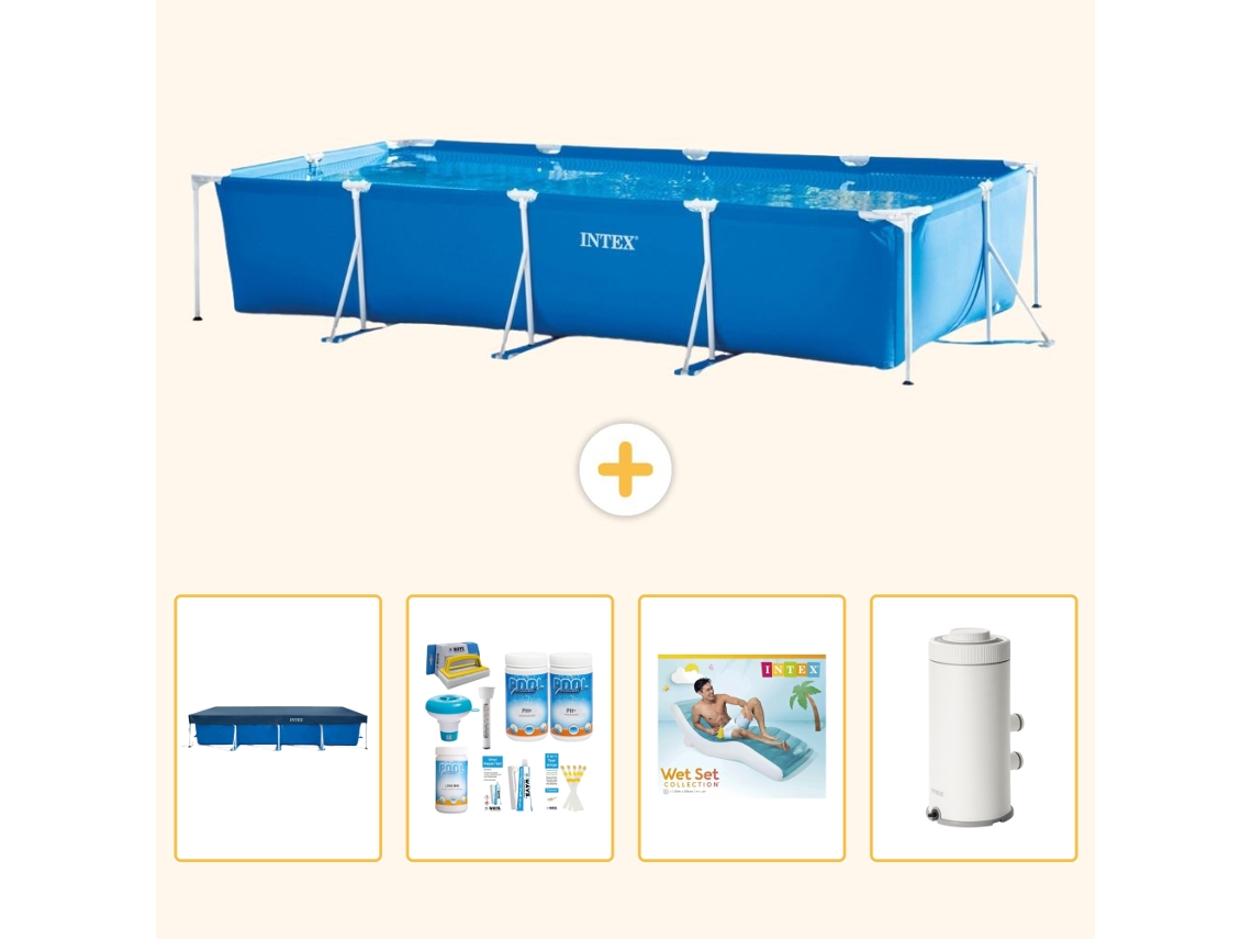 Intex Piscina Com Estrutura Retangular - 450x220x84 Cm - 5-peças S161