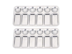 Conjunto de 2 Placas de Aço Inoxidável para Mistura de Pigmentos, Bandejas para Desenho Artístico, Ferramentas Prateadas. AQUAFORGE