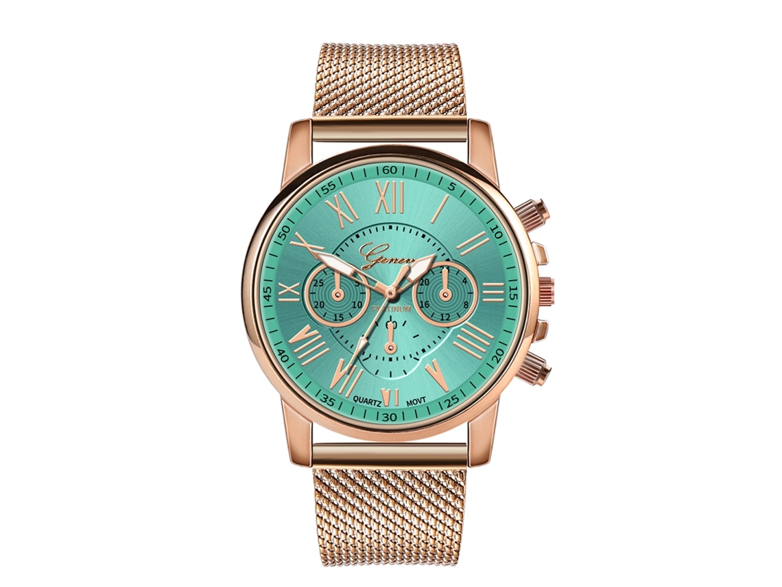 Relógio de quartzo unissex com pulseira de silicone e mostrador com numerais romanos (verde menta)