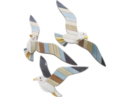 Shineofi Conjunto De 3 Peças De Decoração De Parede Com Gaivotas De Madeira Para Quarto Ou Casa De Praia, E