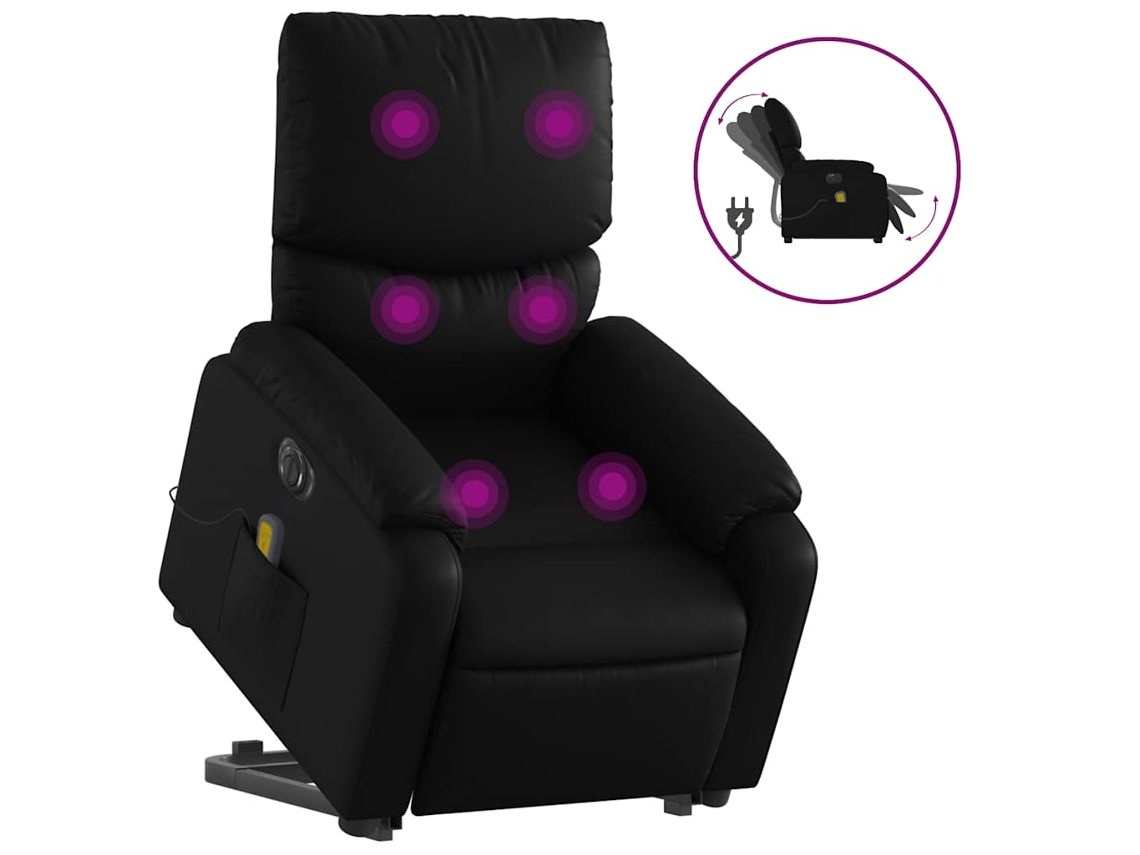 Electric Stand Up Massage Recliner Chair, Electric Stand Up Massage Recliner Chairs Vidaxl Preto Couro Artificial