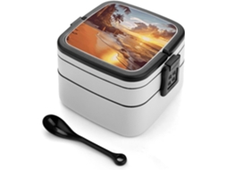 Lancheira Bento Para Adultos Com Colher, Camada Dupla Resistente, Fecho De Encaixe, À Prova De Vazamentos, Ideal Para O