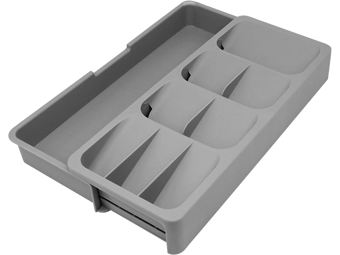 Lurelia Bandeja Para Talheres, Expansível, Em Plástico Pp, Para Gaveta De Cozinha, 40,5 X 16,5 X 5,5 Cm
