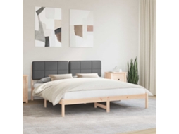 Vidaxl Estrutura de Cama com Cabeceira Estofada Cinza Escuro
