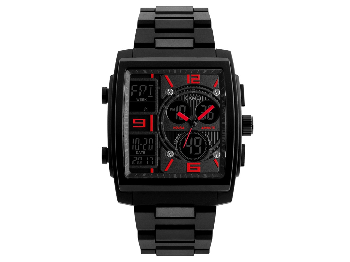 Reloj Hombre Moda Duradero Luminoso 50m Impermeable Cuarzo Pulsera Rojo