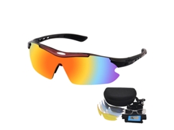 Óculos de Sol Esportivos Polarizados com 5 Lentes Intercambiáveis e Estojo Vermelho SIURN