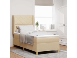 Vidaxl Cama Box Com Cabeceira Manual Creme 200 X 100 Cm Tecido