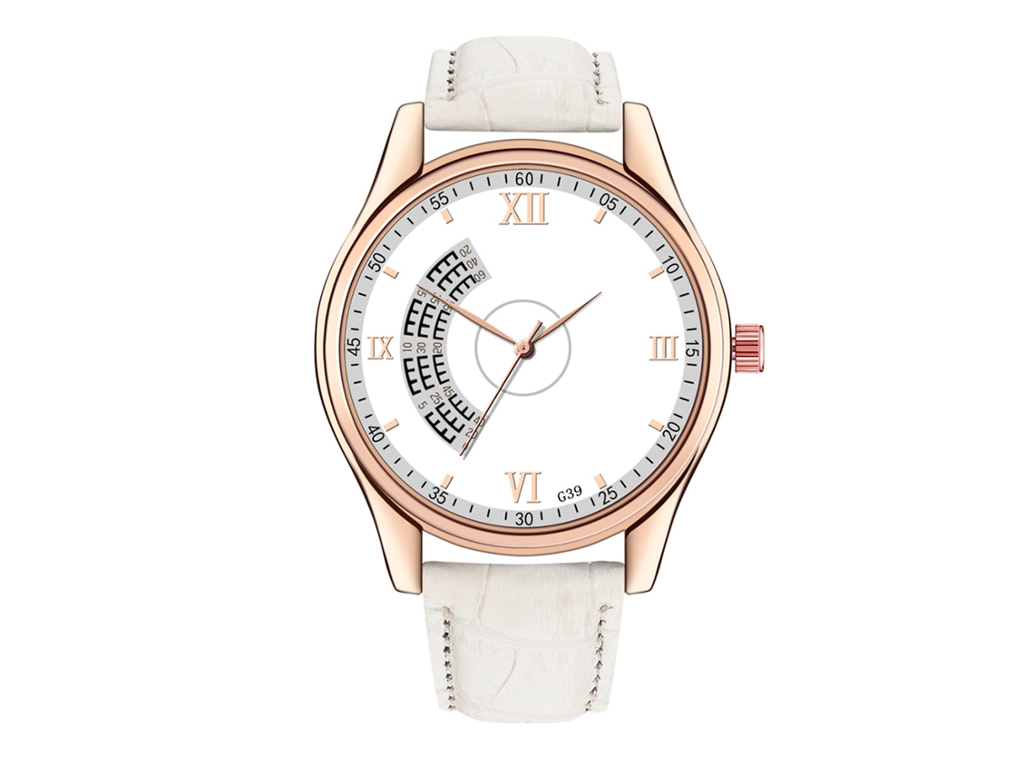 Relógio de pulso masculino em couro PU, estilo fashion (pulseira branca)