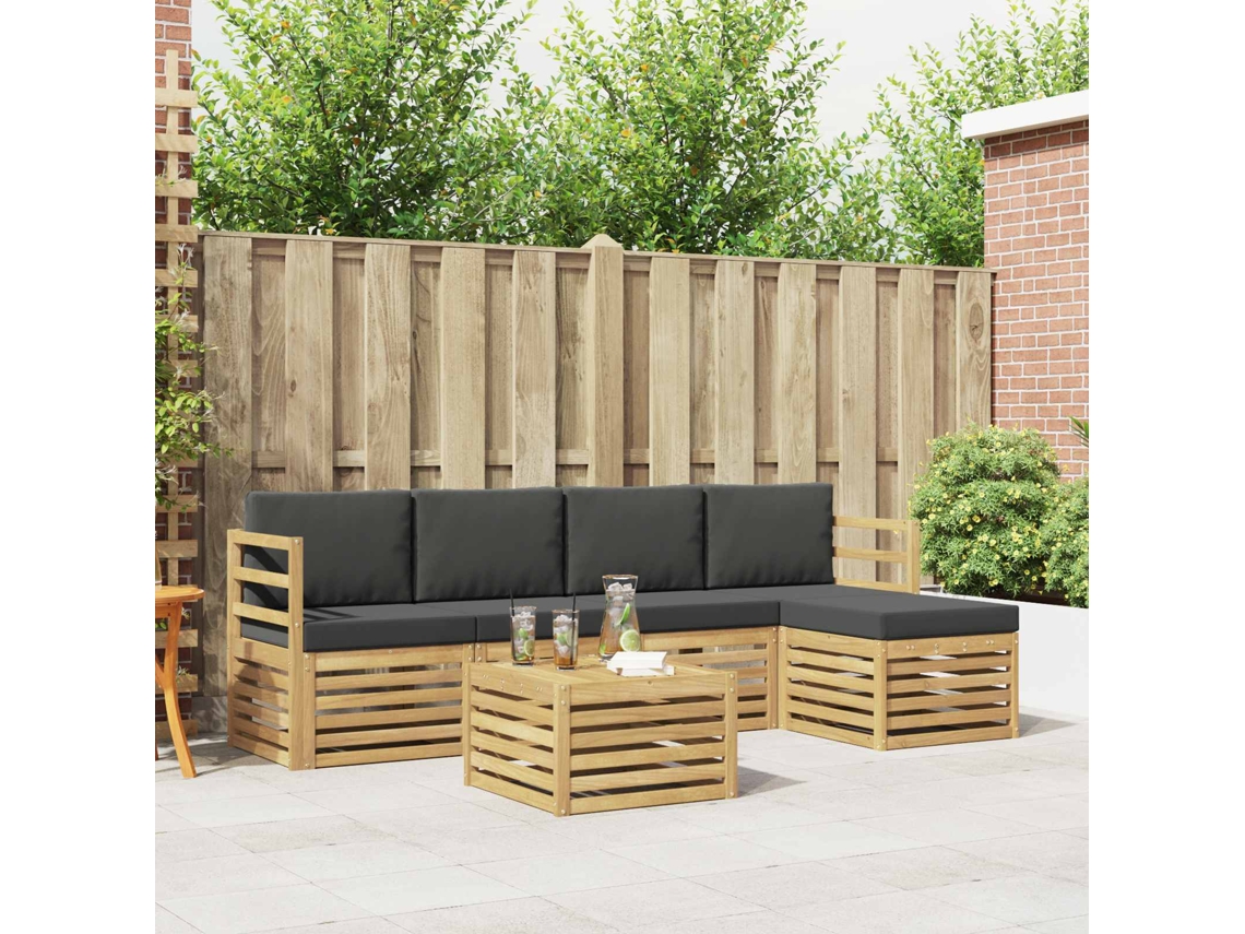 Vidaxl Conjunto De Sofás Para Exterior 6 Unid. Branco E Antracite