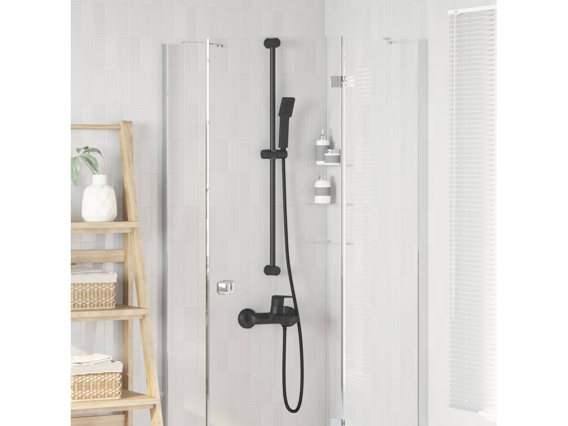 Vidaxl Conjunto De Cabeça De Chuveiro Preto 150 Cm Aço Inoxidável