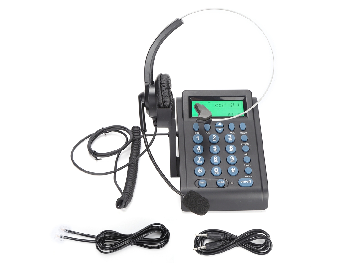Telefone Mali Fio para Call Center HT910 com tecnologia omnidirecional para uso em desktops e residências.