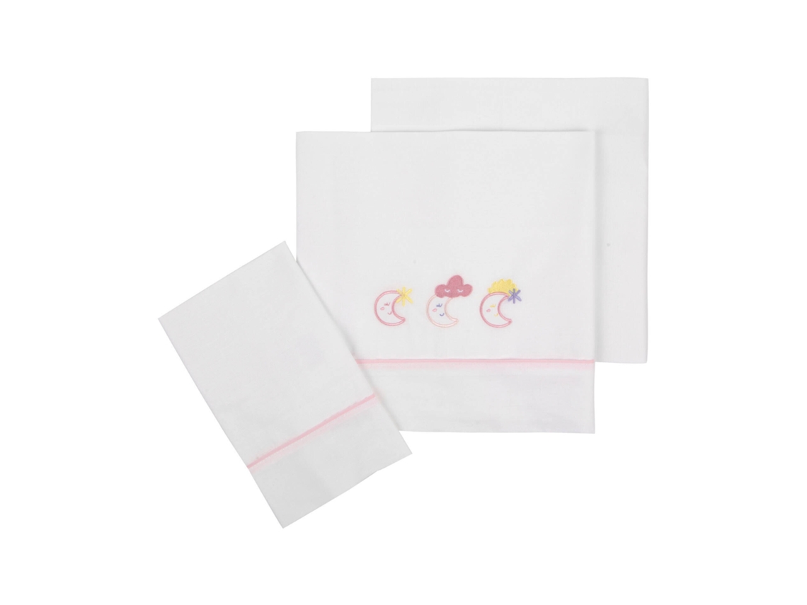 Conjunto 3 Peças Lençol Luas Rosa Happy Bear
