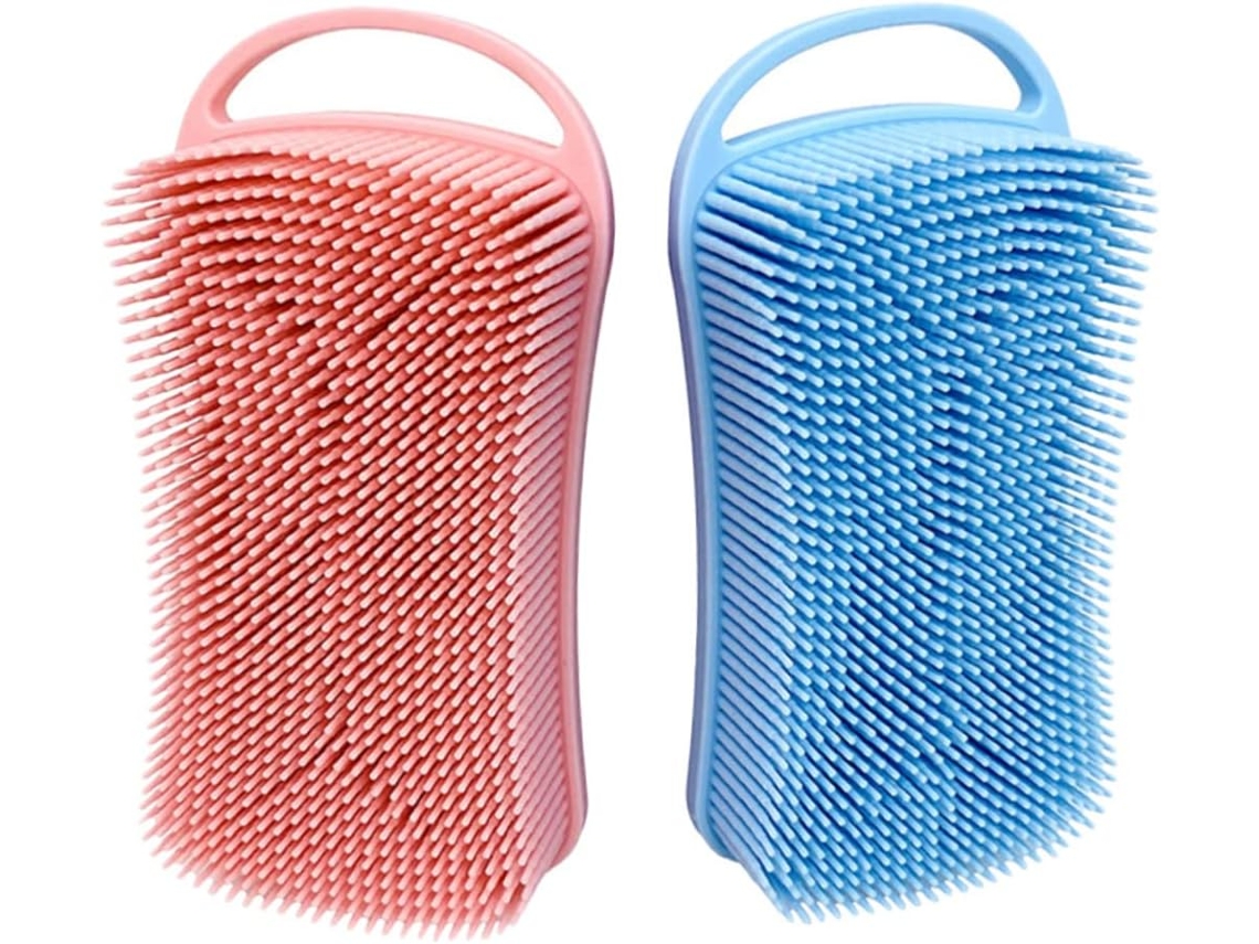 Escovas De Silicone Para Banho 2 Peças Com Gancho Pendurar, Acessórios De Banho Para Corpo E Chuveiro