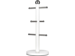 Suporte Para 6 Canecas Em Aço Inoxidável Com Revestimento Branco Fosco, Organizador De Cozinha.