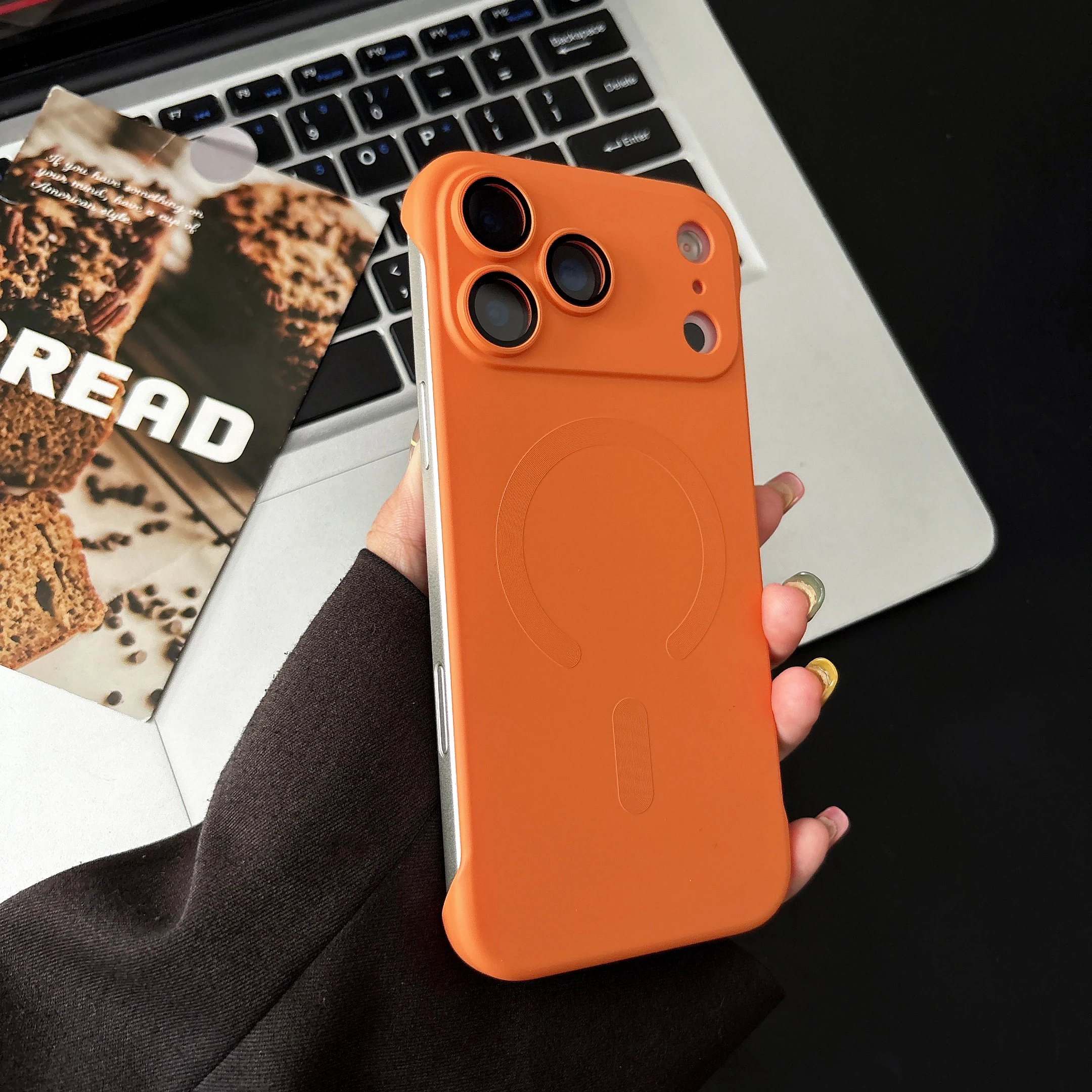 (iphone 12 Pro Max, Laranja) Capa Protetora Magnética Ultrafina Para Iphone, Compatível Com Carregamento Magsafe.