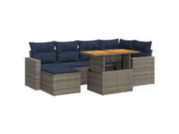 Conjunto de 7 Sofás para Jardim com Almofadões Vime Pe Cinzento MAISON EXCLUSIVE (7 pcs)