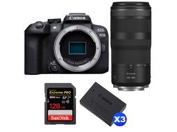 Eos R10 + Rf 100 400mm F5.6 8 Is Usm + 1 Sandisk 128gb Uhs ii 300mb/s + 3 Canon Lp e17 + Ebook “20 Dicas para Fotos Que Impressionam” CANON
