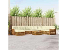 Vidaxl Conjunto De Sofás Para Exterior 9 Unid. Natural E Creme