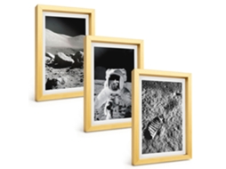 Um Conjunto De Imagens Decorativas Em Uma Moldurafotos Da Nasa, Lua, Astronauta Moldura Dourada Pinturas De Quarto Espelharte (3 Peças 20x30 Cm)