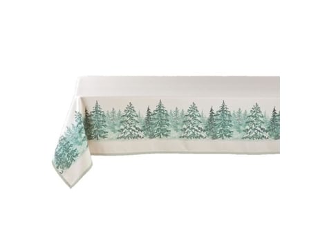 Toalha de Mesa DOUCEUR DINTERIEUR Retangular Floresta Nevada Manchas Sem Poliéster Multicor (300x150x0.2cm)