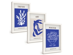 Galeria De Pinturas Na Parede Pôsteres Abstratos De Matisse Moldura Branca Quadros Para O Escritório Espelharte (3 Peças 20x30 Cm)