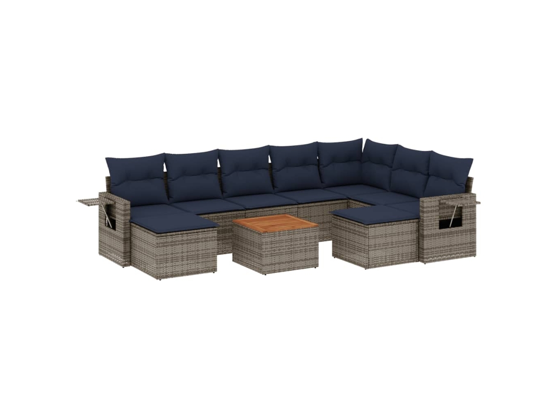 Conjunto de Sofá de Jardim, 10 Peças, Almofadas, Rattan Cinza MAISON EXCLUSIVE