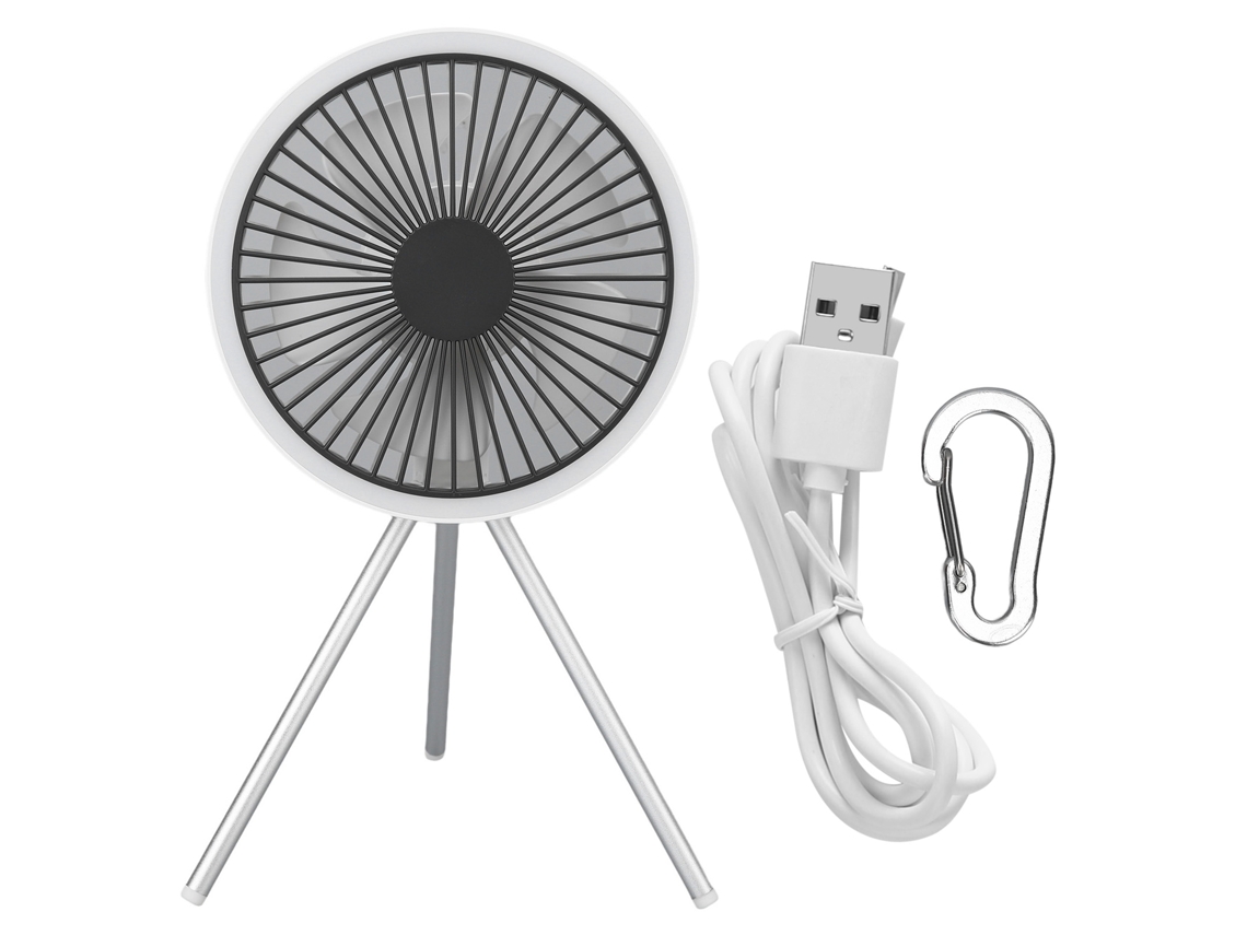 Ventilador de Camping Portátil 3 Níveis Usb com Tripé Desmontável Branco