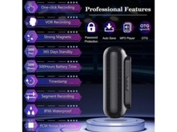 Lurelia Gravador De Voz Magnético Q77 4gb Com Ativação Por Voz, Redução De Ruído, Íman Integrado Para Reuniões, Aulas, Entrevistas - Preto