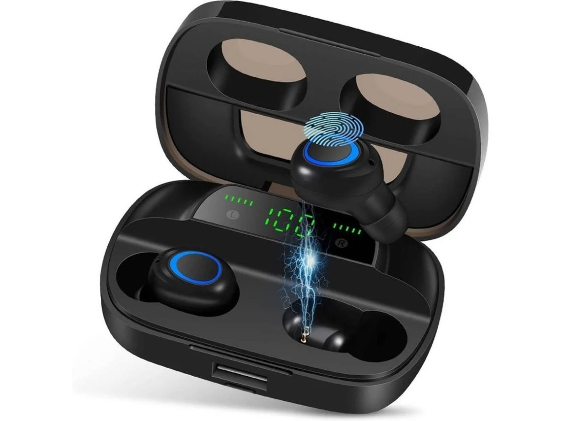 Auriculares Bluetooth True Wireless Bestvite (in Ear - Microfone - Noise Cancelling - Preto)