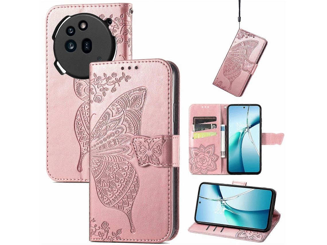 Capa De Celular De Couro Com Estampa De Borboleta E Flor