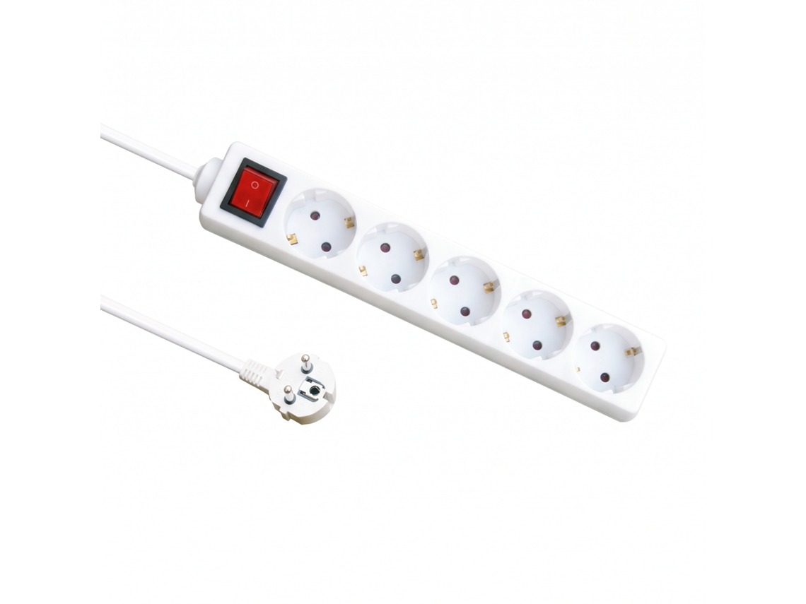 Bloco De Tomadas Abrila Alargadera 5 Tomadas 3 M 3500 W Branco Com Interruptor