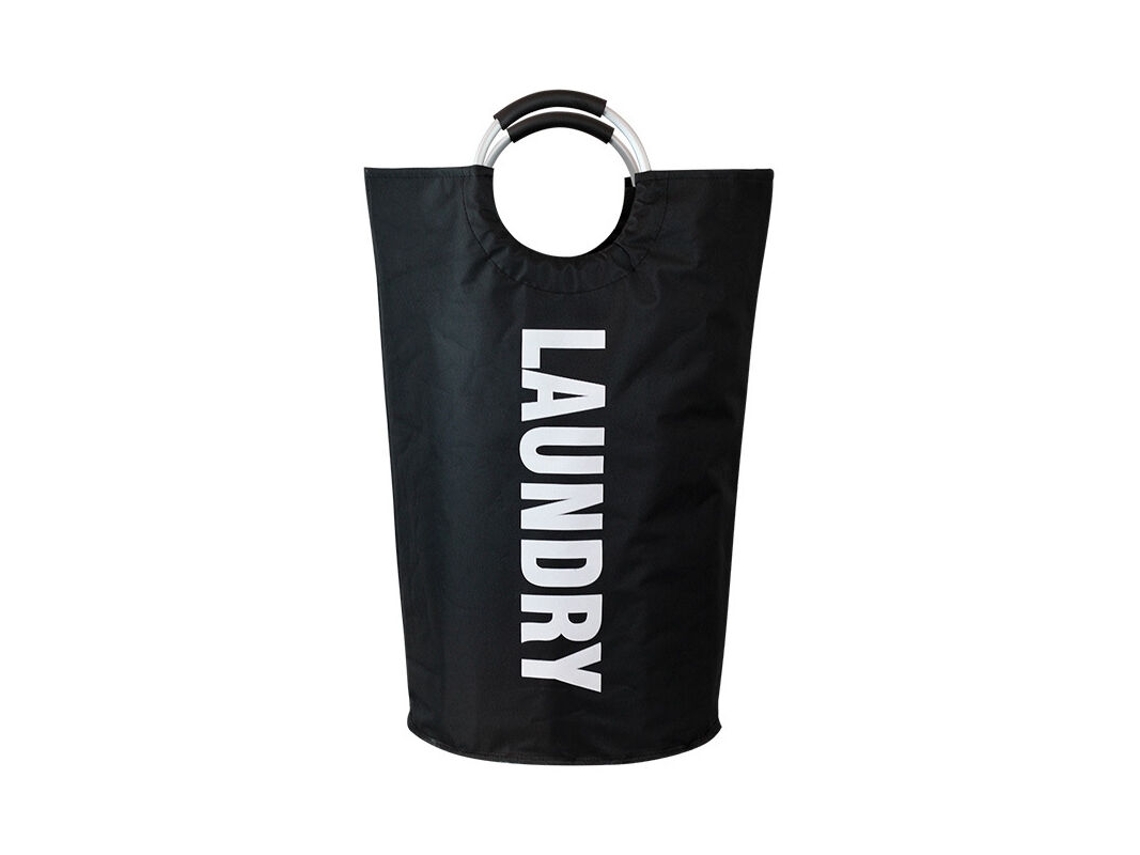 Cesto de Roupa Suja em Tecido com Alça de Alumínio, Preto, 72 X 38 Cm BRILVIBERA
