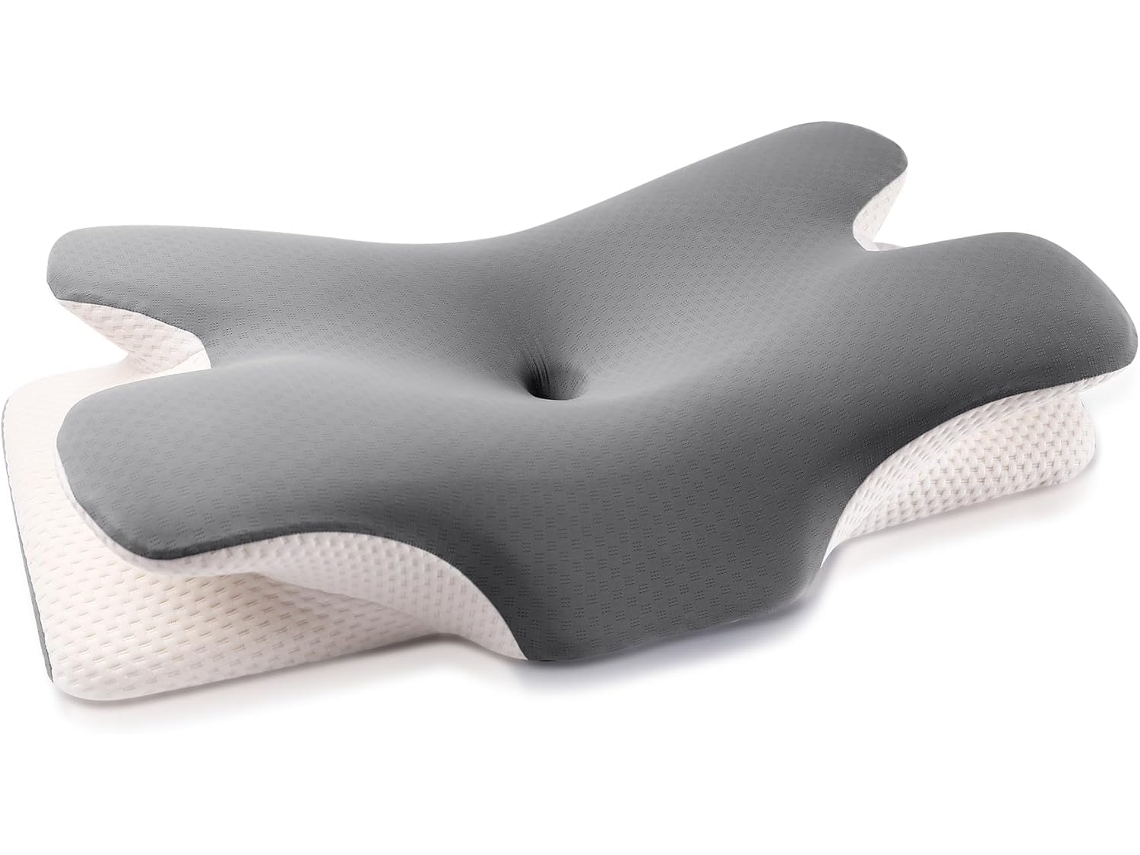 Travesseiro Cervical Ortopédico, Espuma Viscoelástica, Ergonômico, Cinza AQUAFORGE