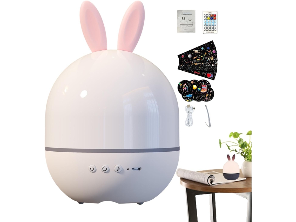 Luminária Noturna Com Projeção E Controle Remoto | Luminária Decorativa Com Projeção De Coelho E Céu Gokoco