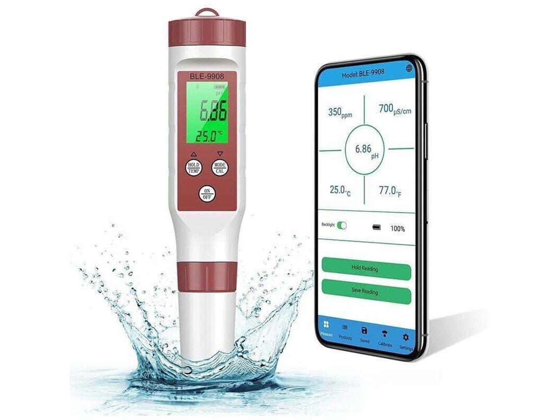 Medidor De Ph Digital Bluetooth 7 Em 1,atc Para Qualidade Da Água Ph,tds,ec,orp,sg ,calibração Automática,tela Retroiluminada Btforus (precisão 0.01)