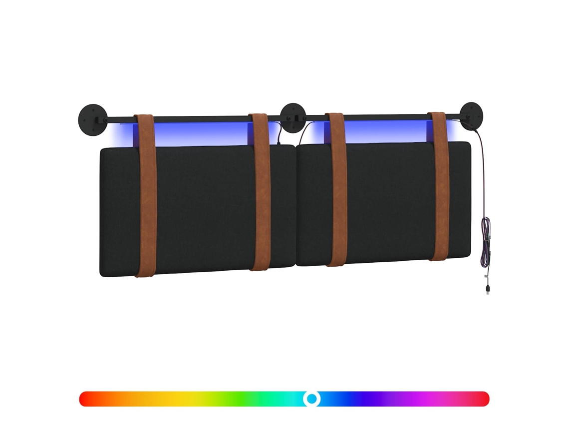 Conjunto 1 Cabeceira Suspensa Vidaxl Preto Couro Sintético (130 X 55 X 5 Cm)
