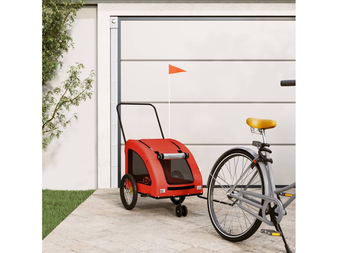 Vidaxl Reboque Bicicleta P/ Animais Tecido Oxford/ferro Laranja/cinza