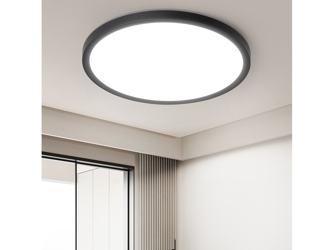 ZMH Luminária de teto LED preta minimalista de 18 cm para banheiro e cozinha