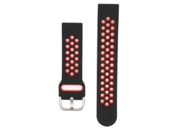 Correa de silicone macio de 20 mm com orifícios para Amazfit GTS 3, GTS 2, Bip S e Bip U, preto e vermelho. | S/MARCA