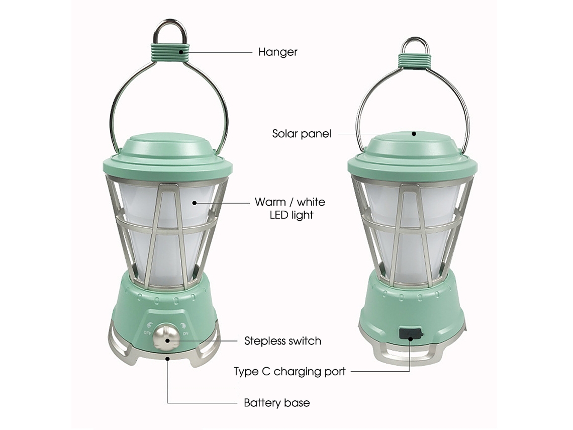 Lâmpada Solar Vintage para Jardim e Camping